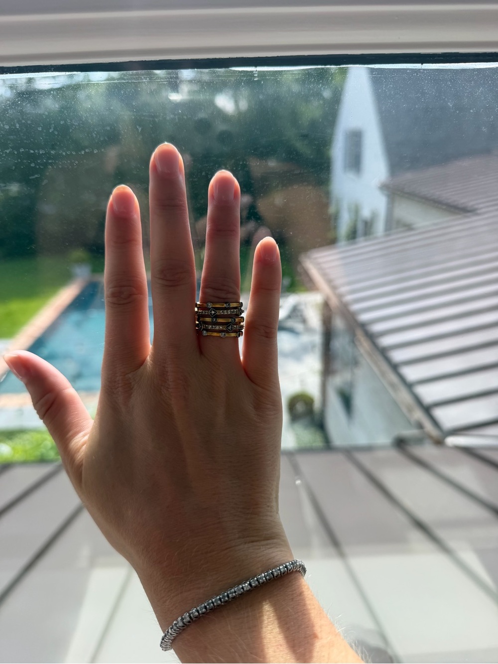 Freida Rothman Gold and Silver Mixed Metal Stacking Rings Set - Picture 4 of 11